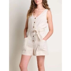 Toad & Co Tarn Sleeveless Romper in Oatmeal Size Medium Granola Girl Outdoor